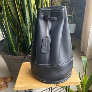 COACH Vintage Bixby Black Leather Sling Backpack 90s Adjustable Strap